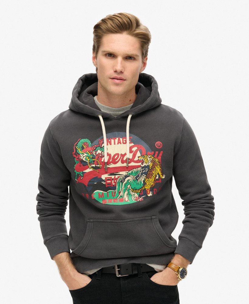 bluza z kapturem tokyo vintage z graficznym logo w kolorze blackboard