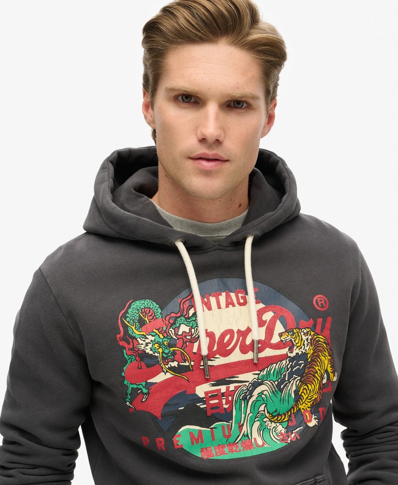 bluza z kapturem tokyo vintage z graficznym logo w kolorze blackboard
