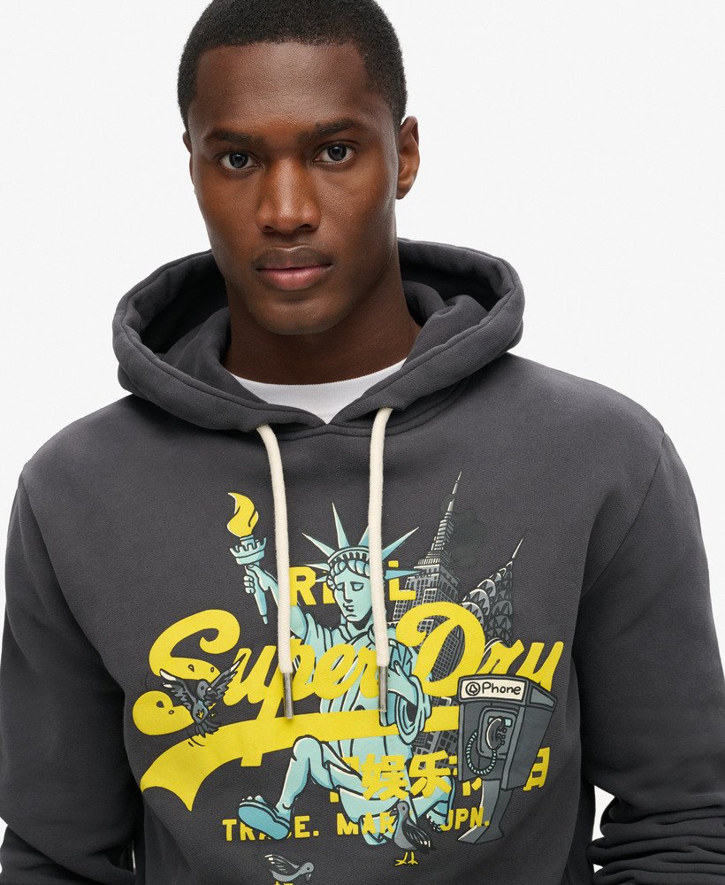 bluza z kapturem new york vintage z nadrukiem logo w kolorze blackboard