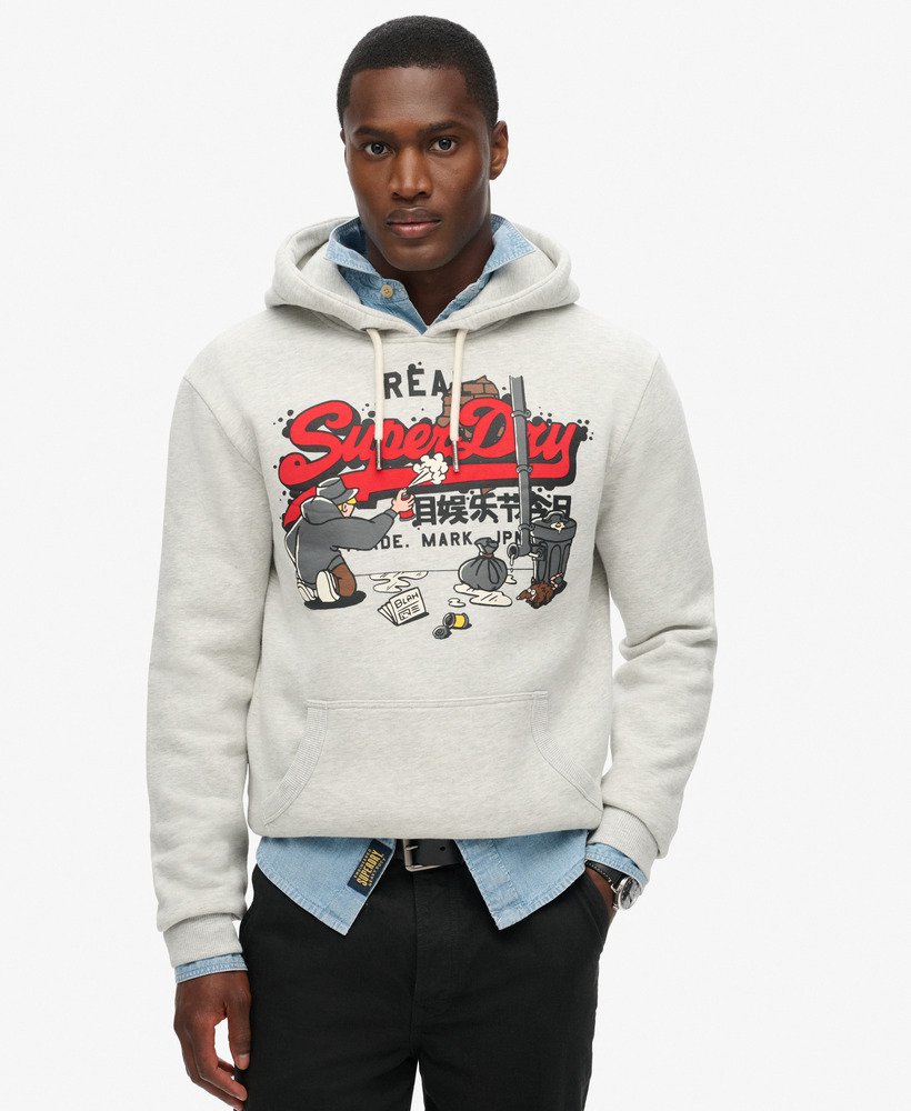 bluza z kapturem new york vintage z graficznym logo w kolorze glacier grey marl