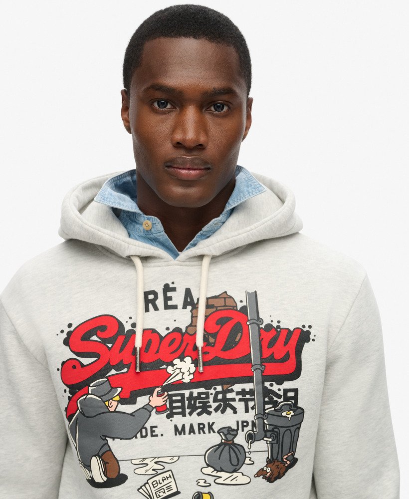 bluza z kapturem new york vintage z graficznym logo w kolorze glacier grey marl