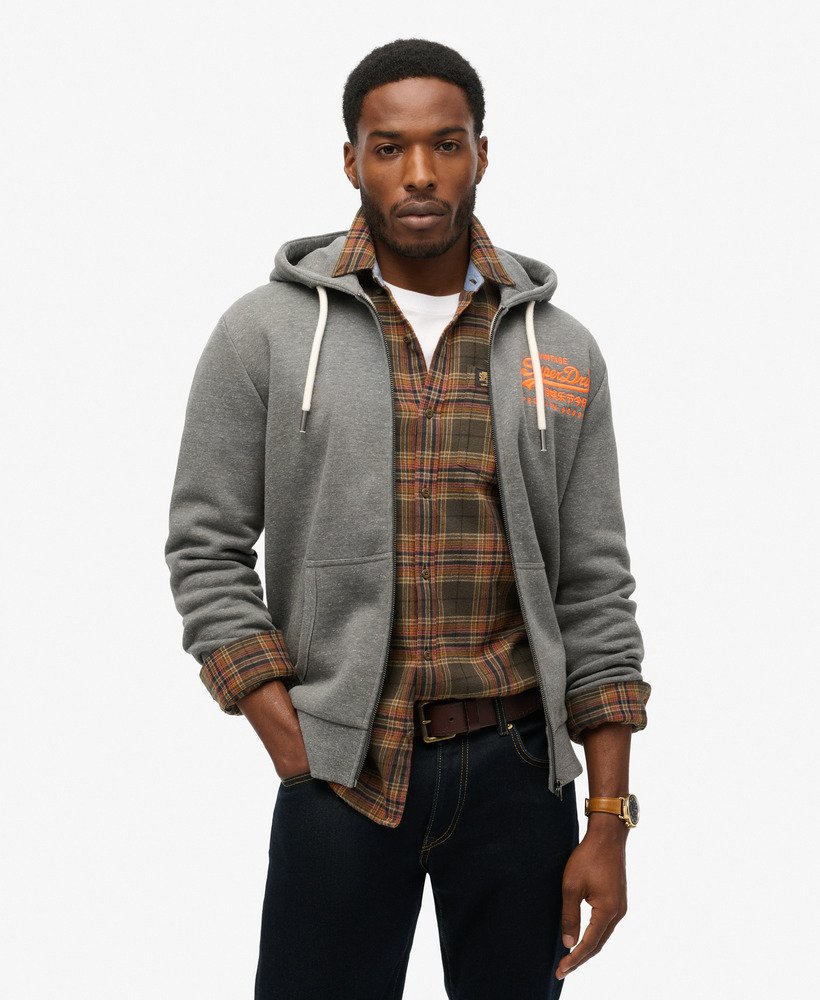 bluza z kapturem i nadrukiem neon vintage logo w kolorze storm grey heather