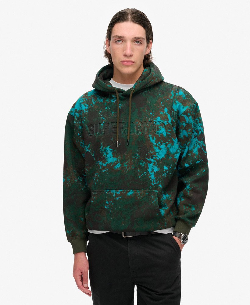 luźna bluza z kapturem utility camo logo w kolorze bali marble