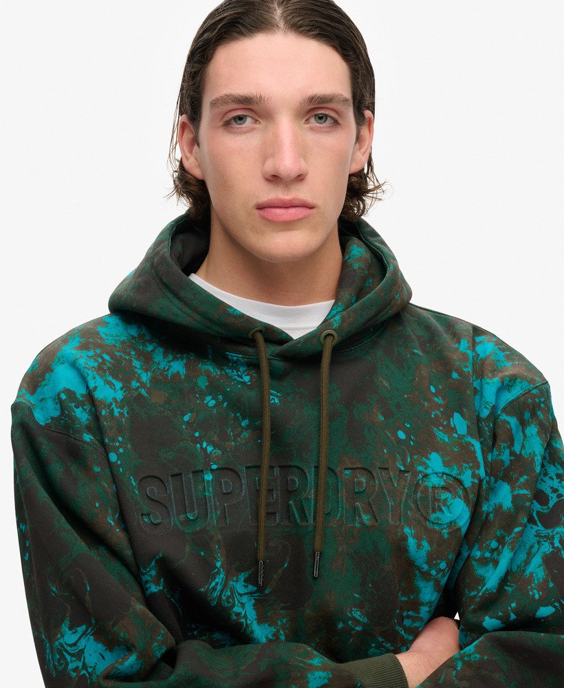 luźna bluza z kapturem utility camo logo w kolorze bali marble