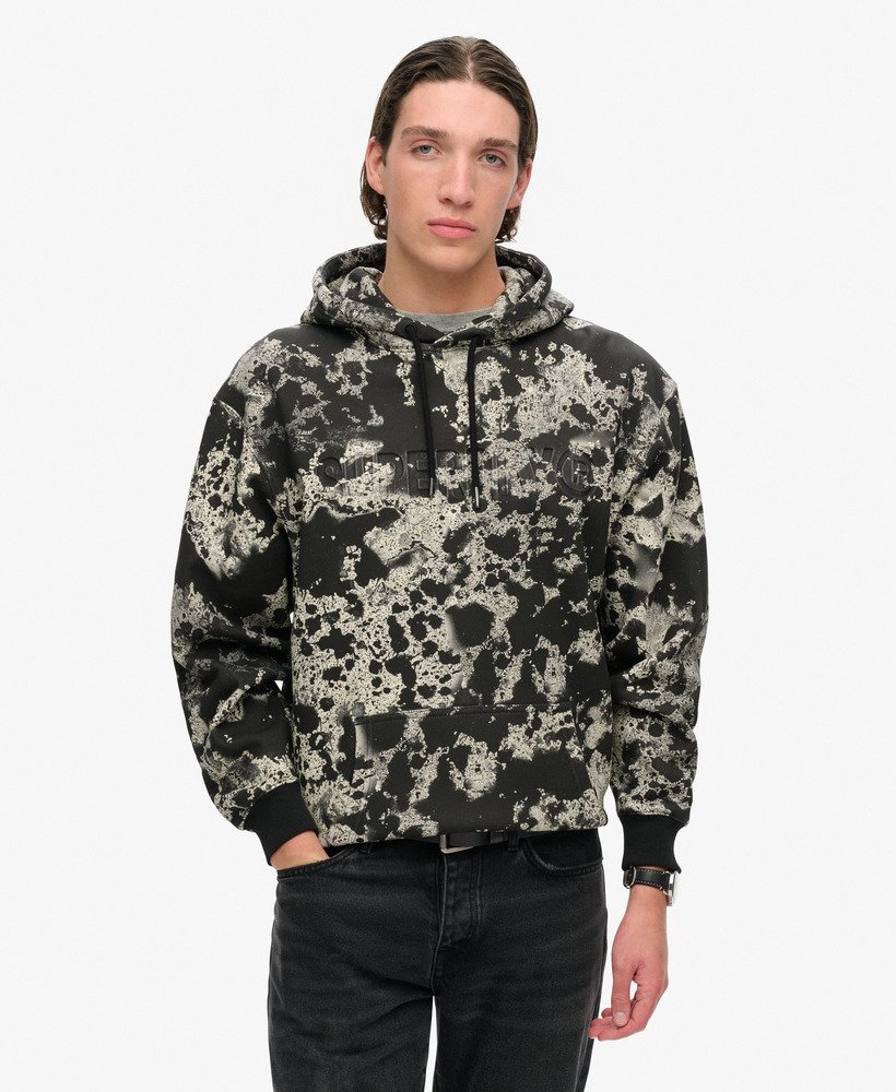 bluza z kapturem utility camo z luźnym nadrukiem i teksturą w kolorze czarnym