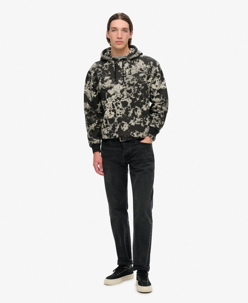 bluza z kapturem utility camo z luźnym nadrukiem i teksturą w kolorze czarnym