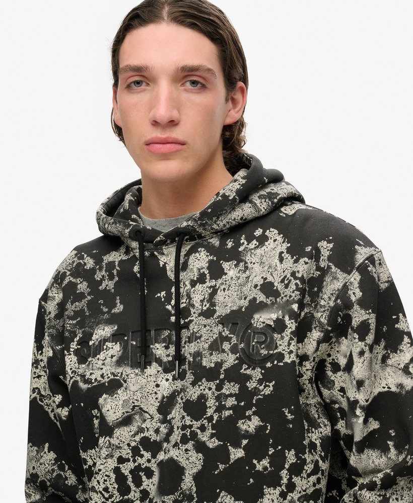 bluza z kapturem utility camo z luźnym nadrukiem i teksturą w kolorze czarnym