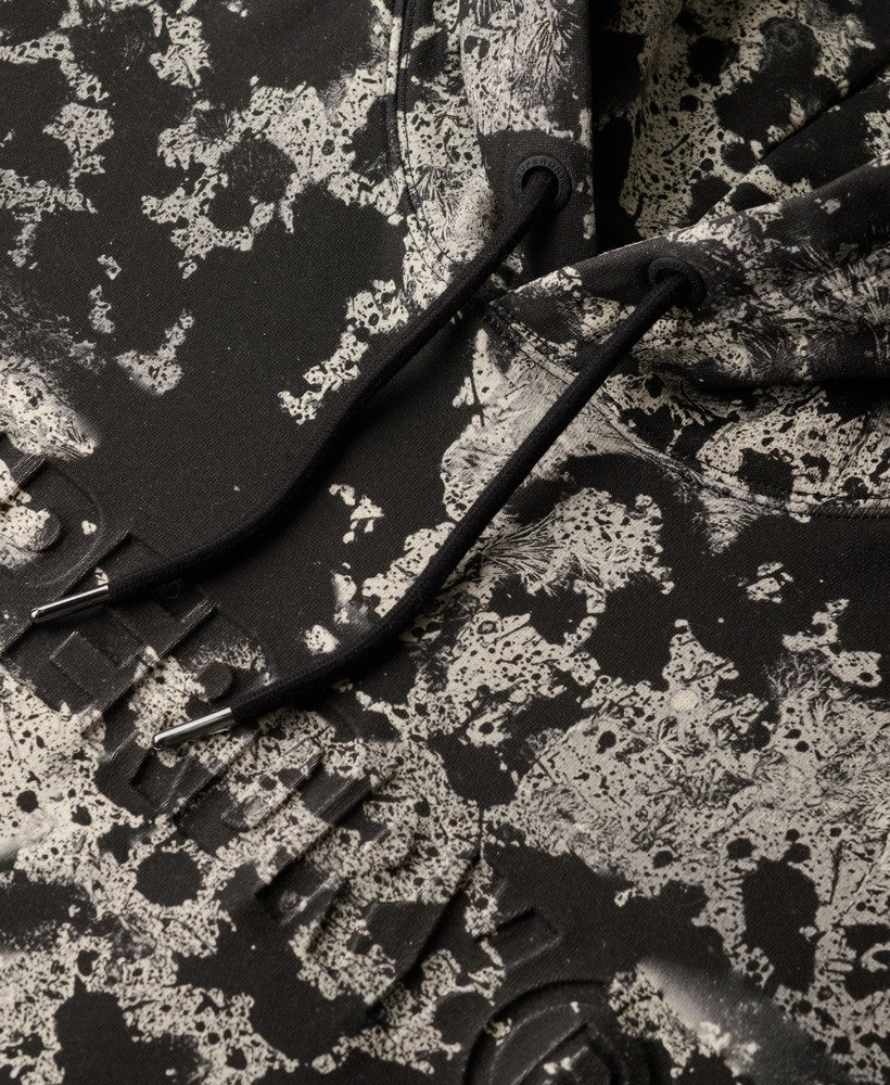 bluza z kapturem utility camo z luźnym nadrukiem i teksturą w kolorze czarnym