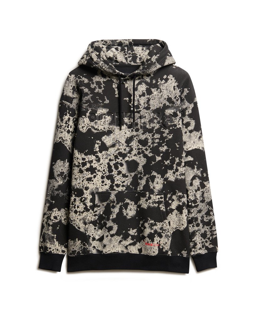 bluza z kapturem utility camo z luźnym nadrukiem i teksturą w kolorze czarnym