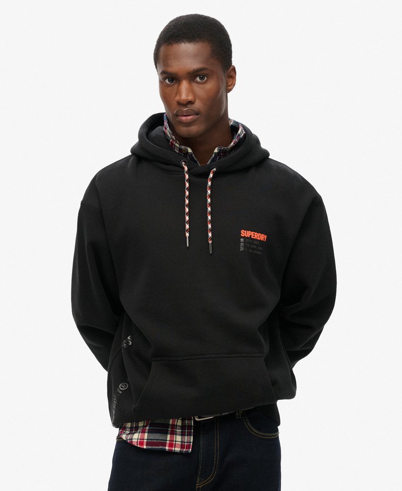 bluza z kapturem utility sport logo loose w kolorze czarnym