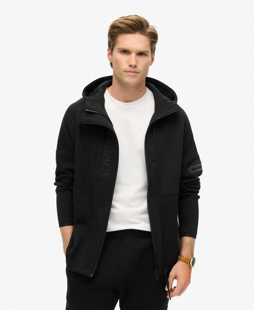 bluza z kapturem tech logo loose zip w kolorze czarno-pomaraŃczowym