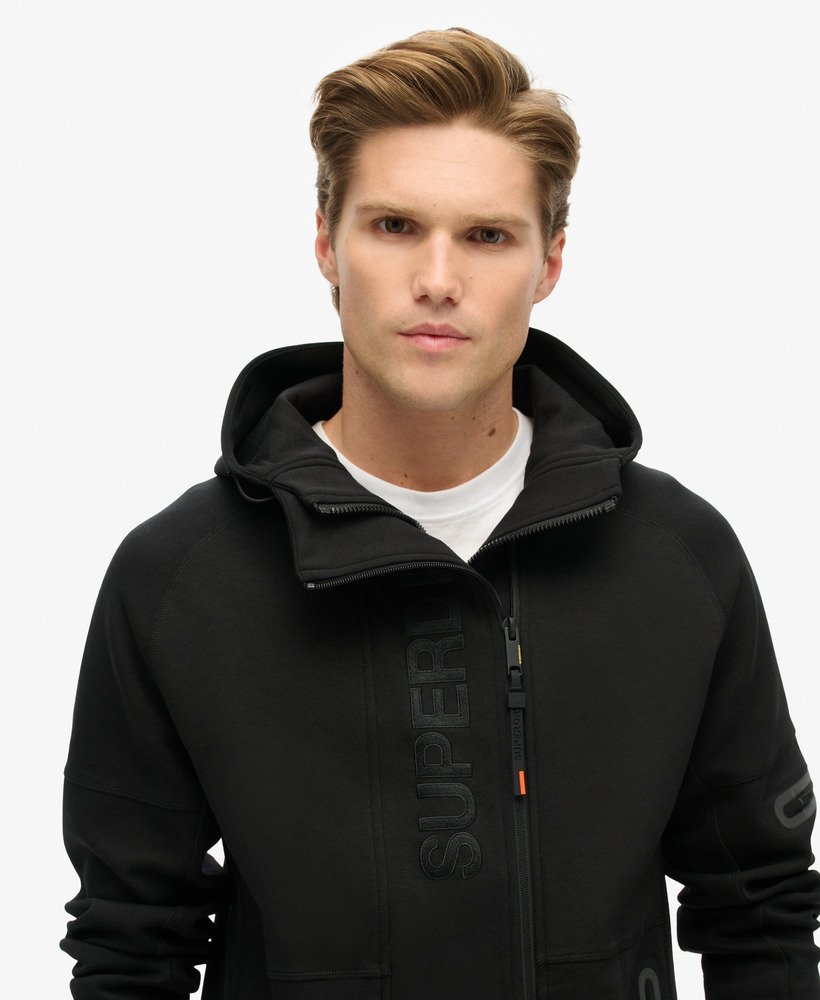 bluza z kapturem tech logo loose zip w kolorze czarno-pomaraŃczowym