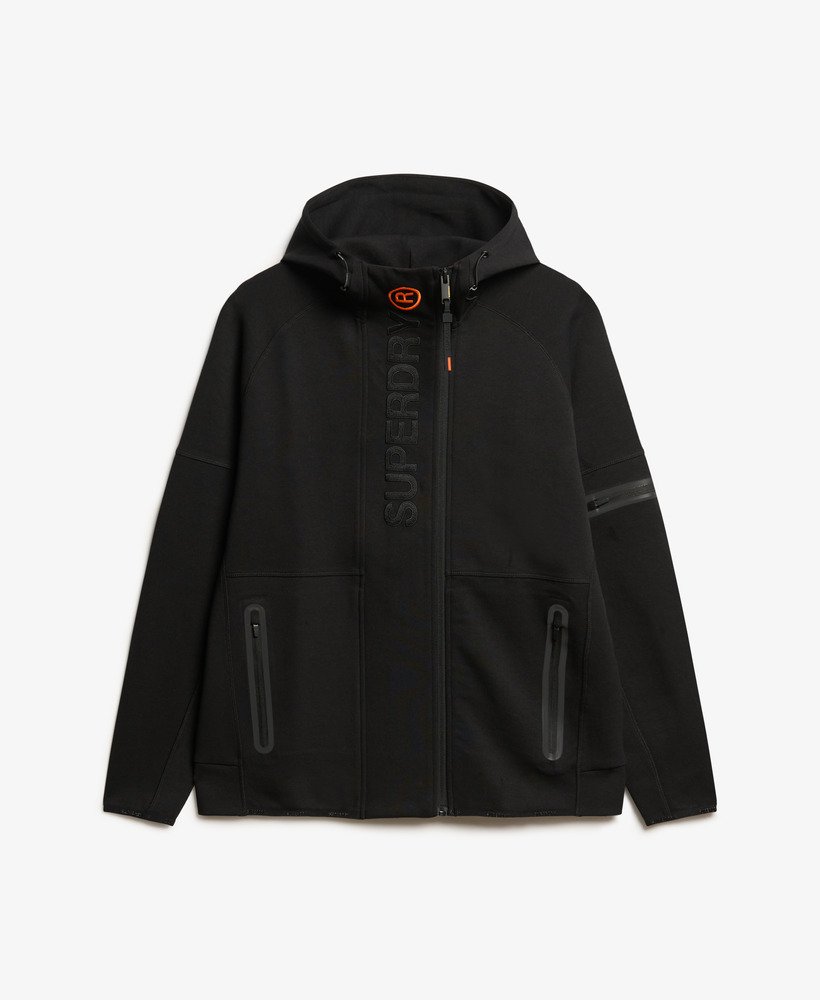 bluza z kapturem tech logo loose zip w kolorze czarno-pomaraŃczowym