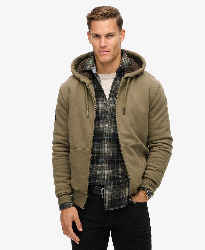 bluza z kapturem i podszewką borg w kolorze morel brown
