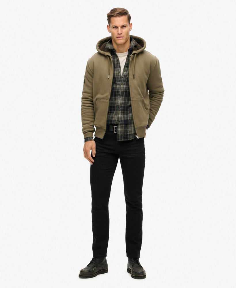 bluza z kapturem i podszewką borg w kolorze morel brown