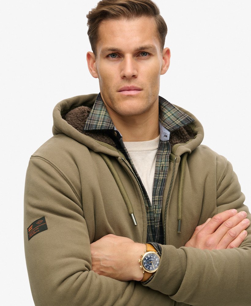 bluza z kapturem i podszewką borg w kolorze morel brown
