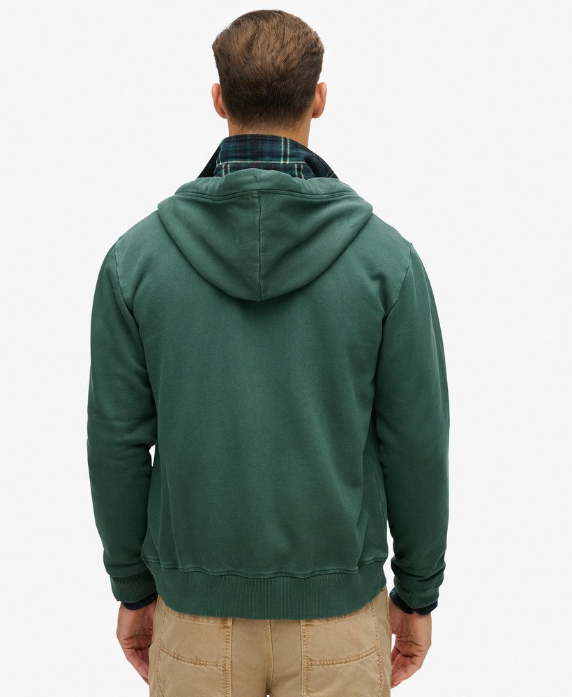 bluza z kapturem essential logo washed zip w kolorze forest green