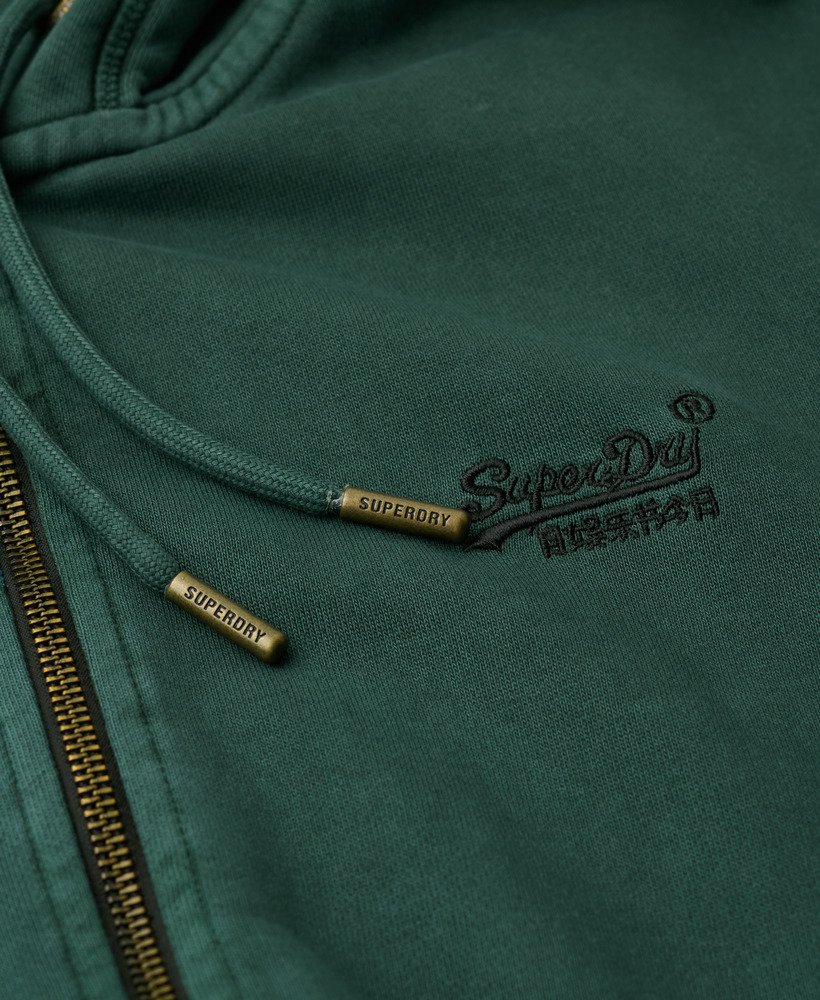 bluza z kapturem essential logo washed zip w kolorze forest green