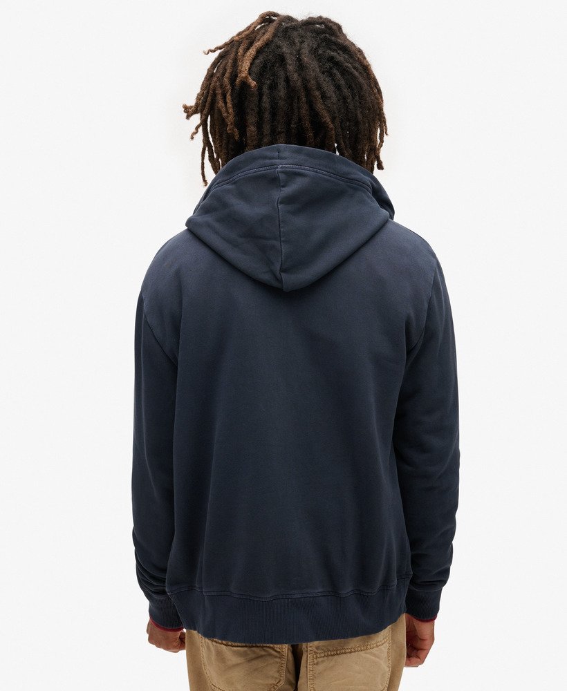 bluza z kapturem essential logo washed zip w kolorze eclipse navy