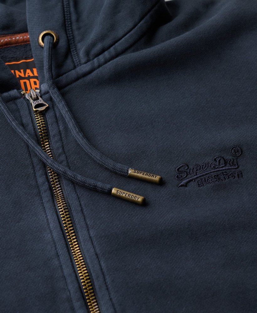 bluza z kapturem essential logo washed zip w kolorze eclipse navy