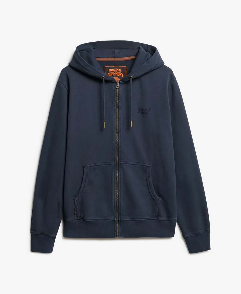 bluza z kapturem essential logo washed zip w kolorze eclipse navy