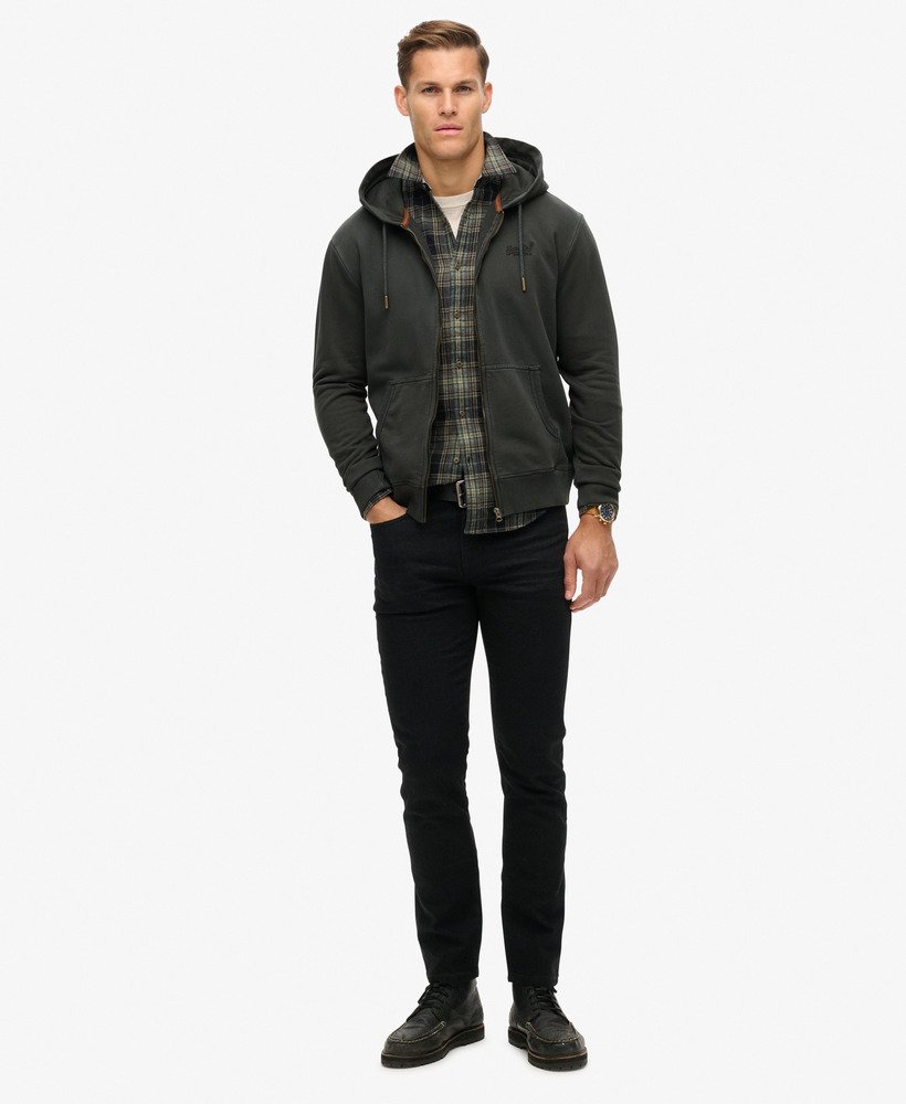 bluza z kapturem essential logo washed zip w kolorze spranej czerni