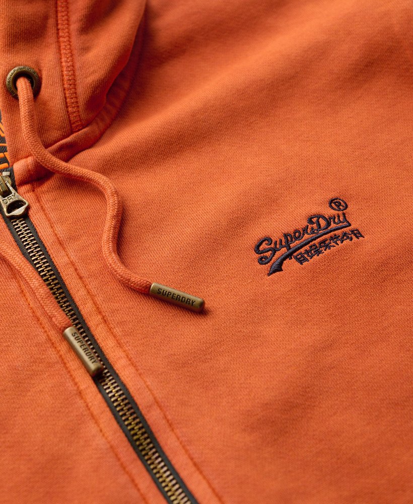 bluza z kapturem essential logo washed zip w kolorze spranego jesiennego brązu glaze