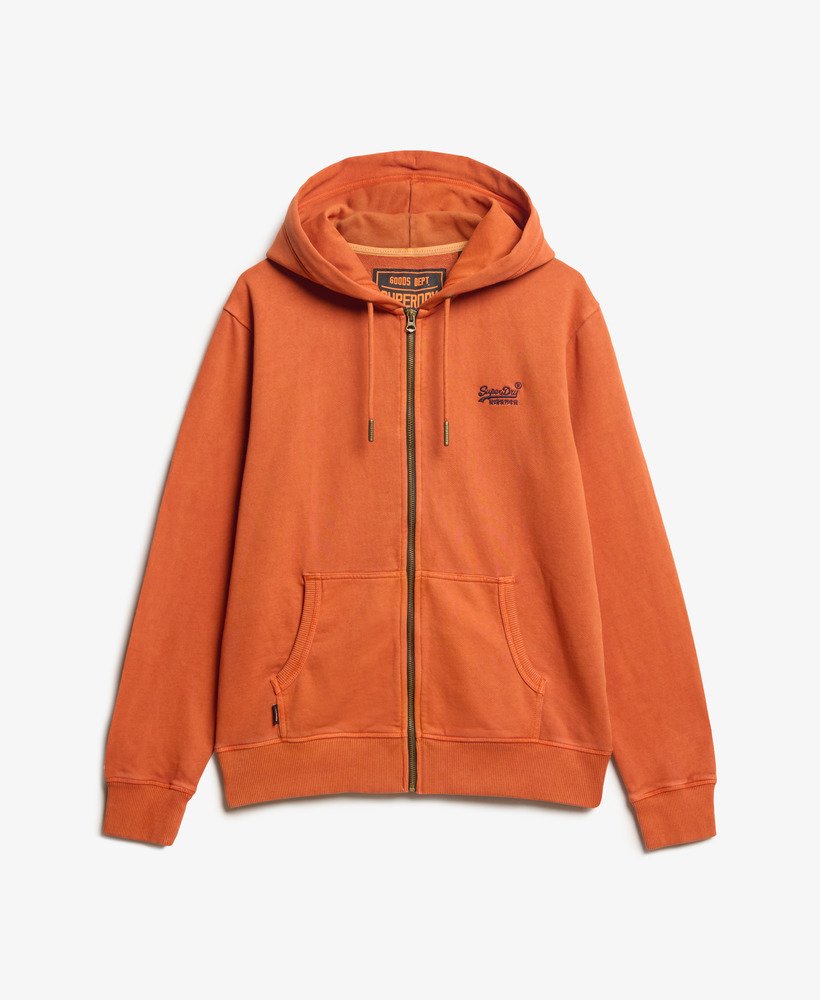 bluza z kapturem essential logo washed zip w kolorze spranego jesiennego brązu glaze