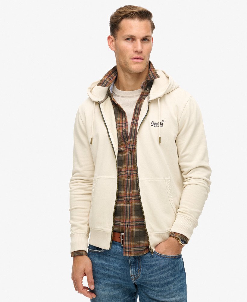 bluza z kapturem essential logo washed zip w kolorze washed chalk