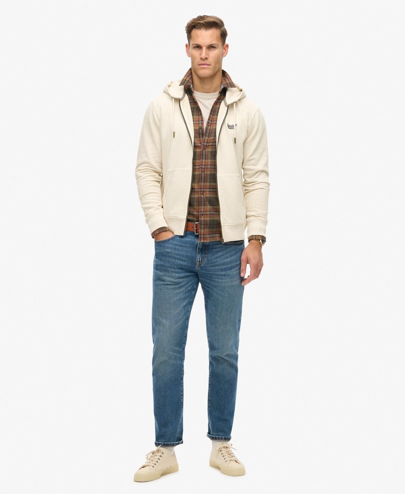 bluza z kapturem essential logo washed zip w kolorze washed chalk