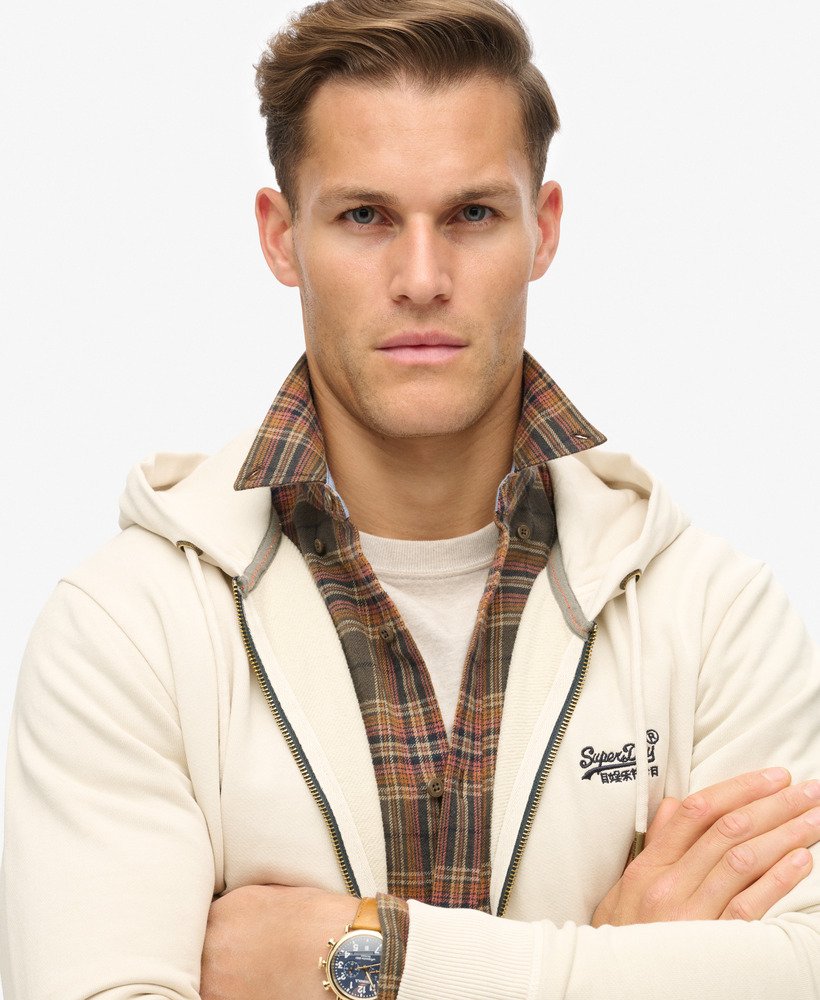 bluza z kapturem essential logo washed zip w kolorze washed chalk