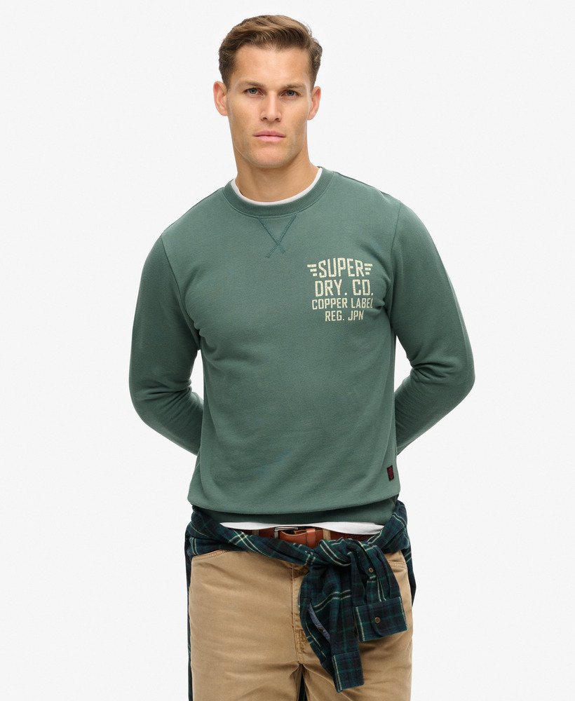 bluza z nadrukiem copper label graphic crew w kolorze drius green