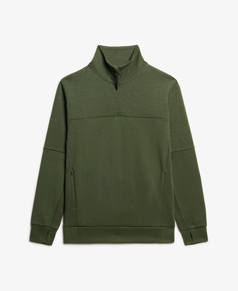 bluza tech loose half zip w kolorze ciemnej zieleni mchu