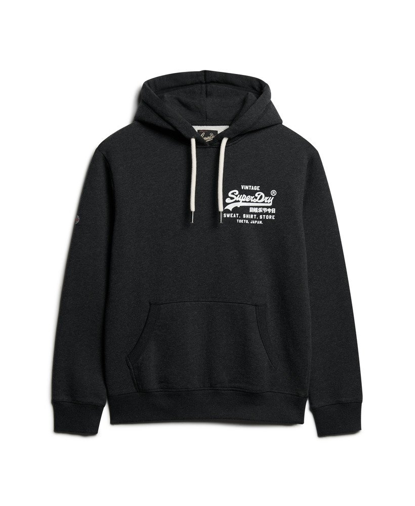 klasyczna bluza z kapturem z logo w stylu vintage w kolorze phantom black marl
