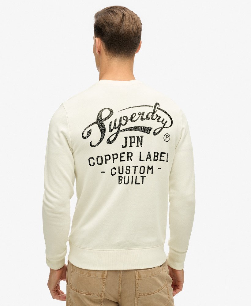 bluza z nadrukiem copper label graphic crew w kolorze kremowym