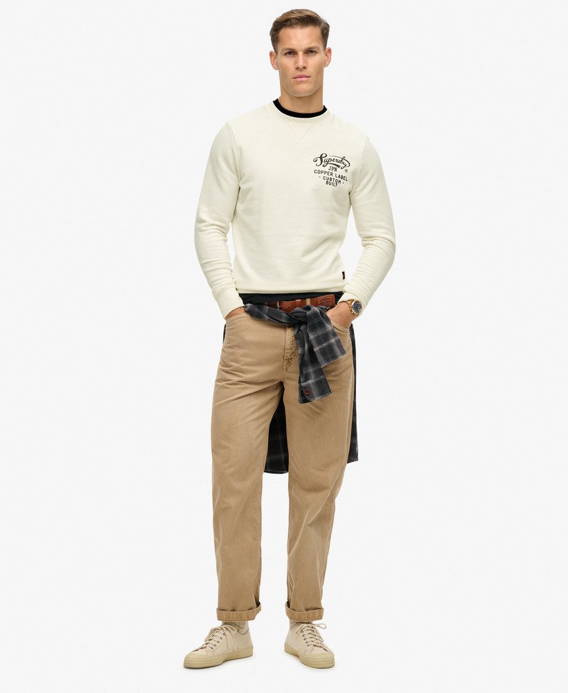 bluza z nadrukiem copper label graphic crew w kolorze kremowym