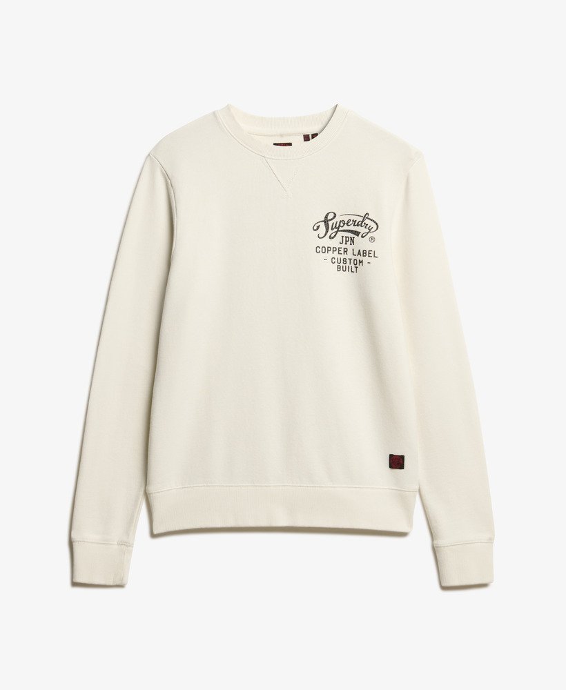 bluza z nadrukiem copper label graphic crew w kolorze kremowym