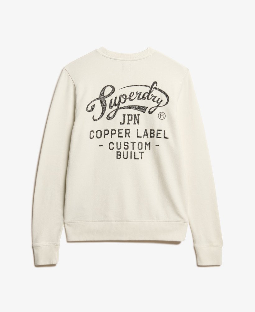 bluza z nadrukiem copper label graphic crew w kolorze kremowym