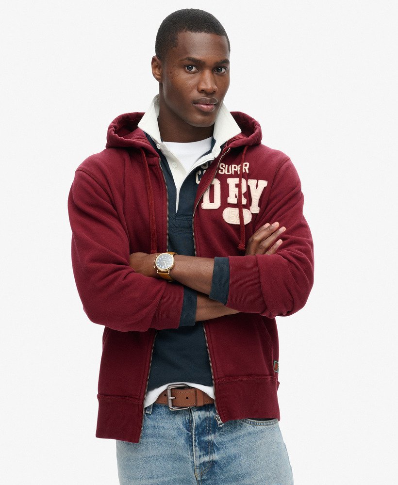 bluza z kapturem vintage athletic w kolorze bordowym