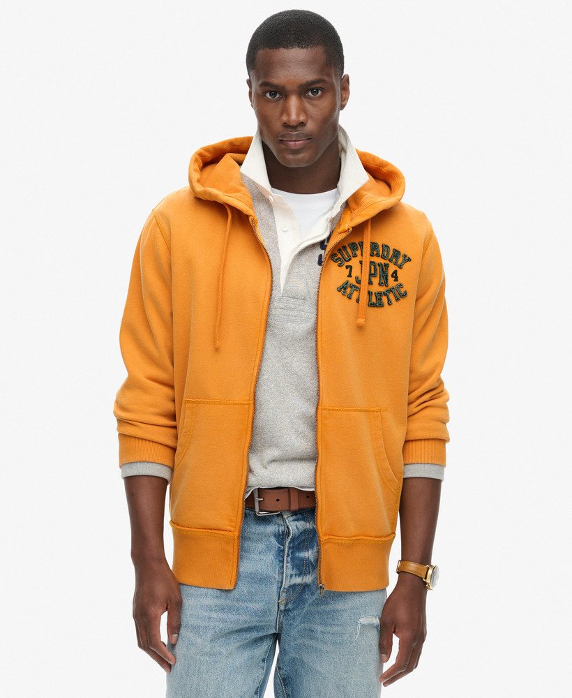 bluza z kapturem vintage athletic na zamek w kolorze track gold