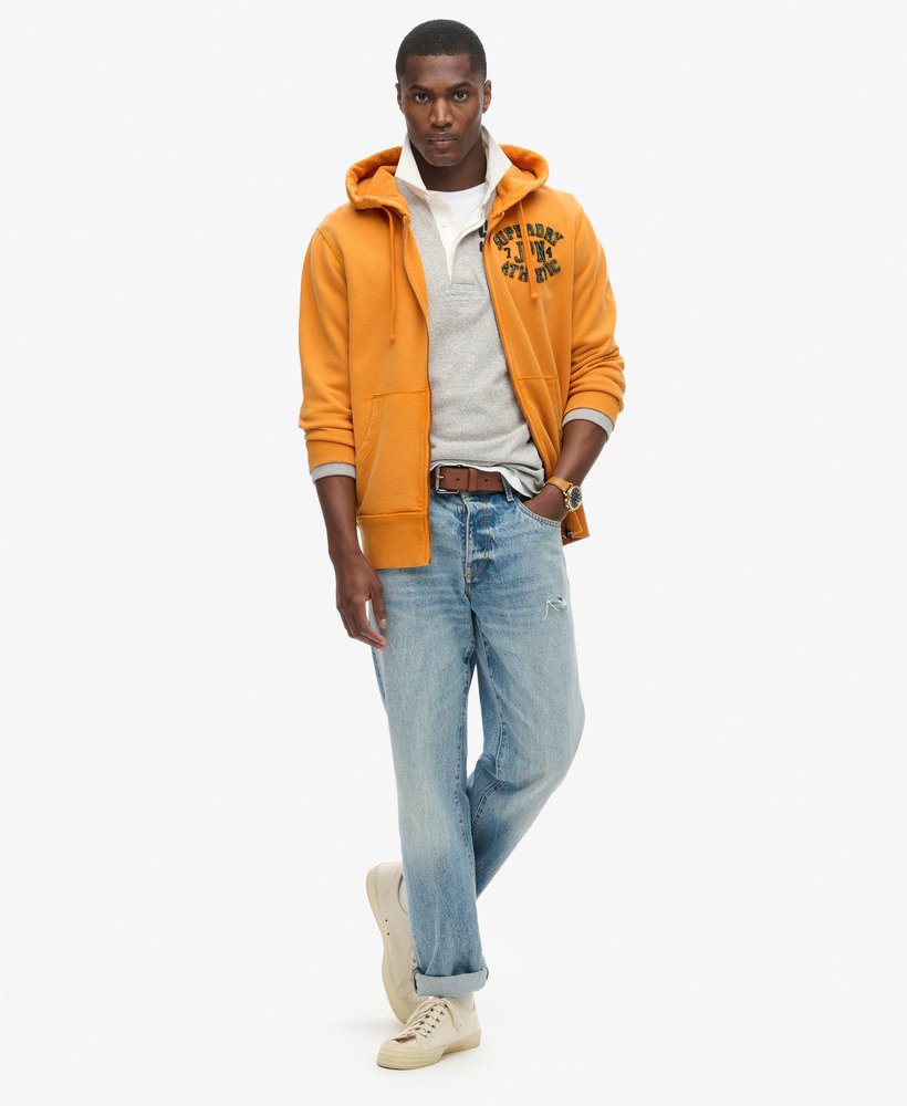 bluza z kapturem vintage athletic na zamek w kolorze track gold