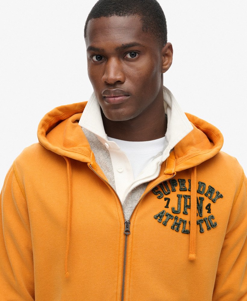 bluza z kapturem vintage athletic na zamek w kolorze track gold