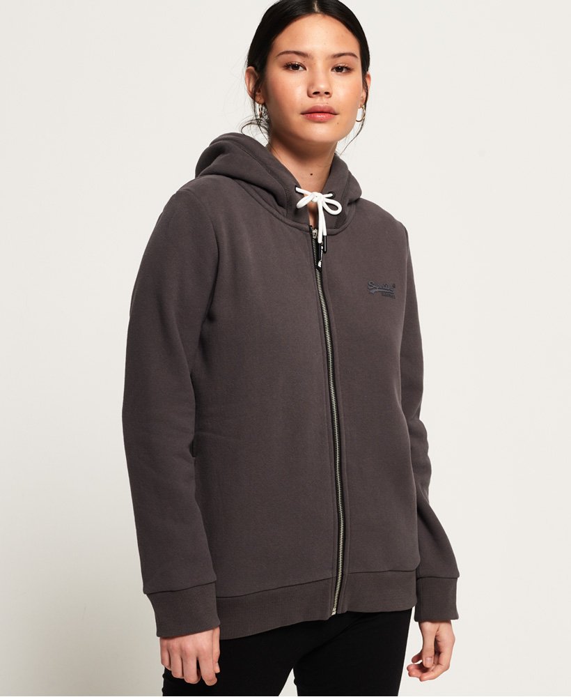 bluza z kapturem orange label elite zip w kolorze łupkowym