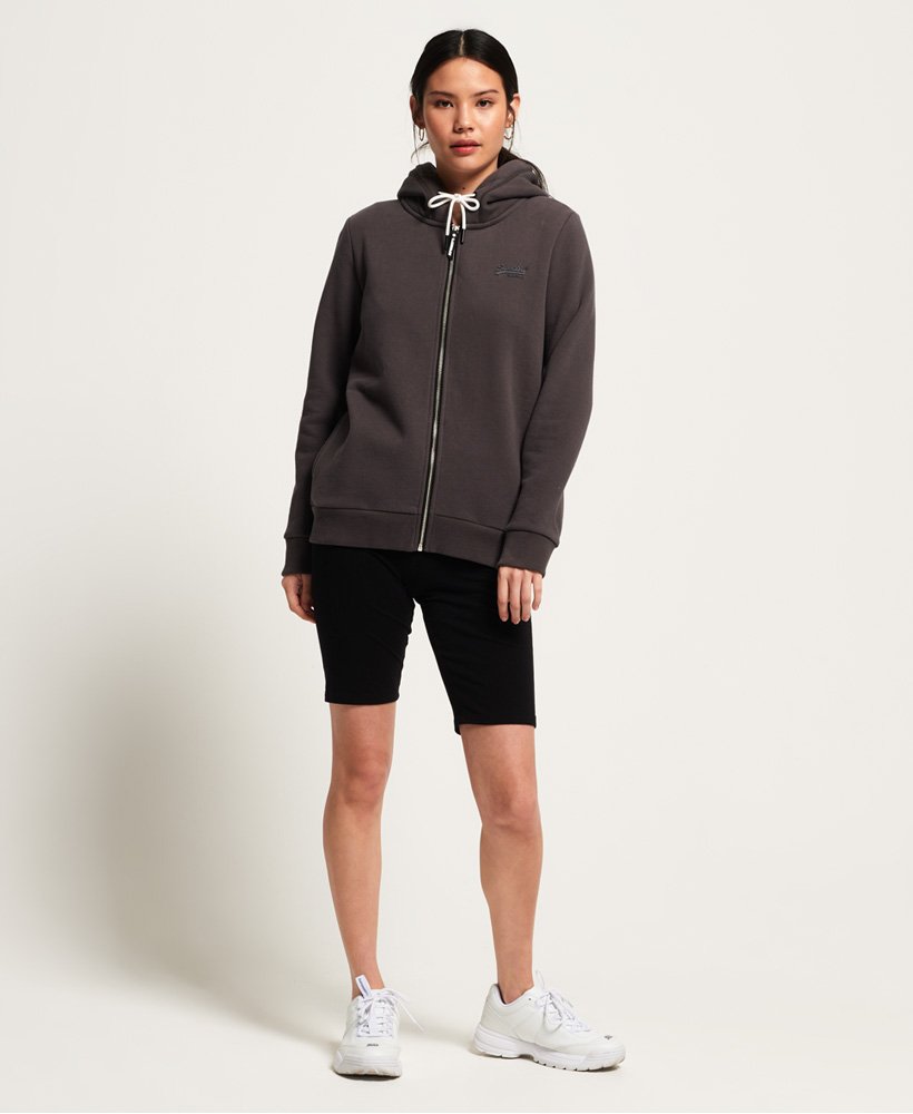 bluza z kapturem orange label elite zip w kolorze łupkowym
