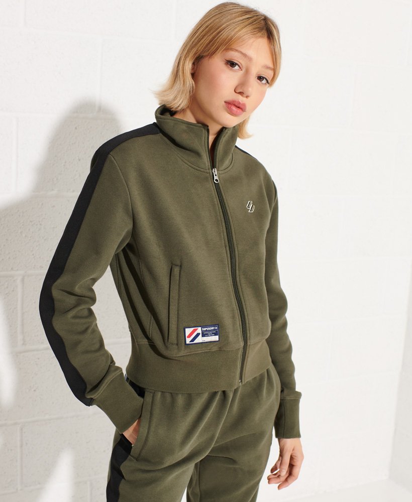 kurtka dresowa code stripe w kolorze dark moss