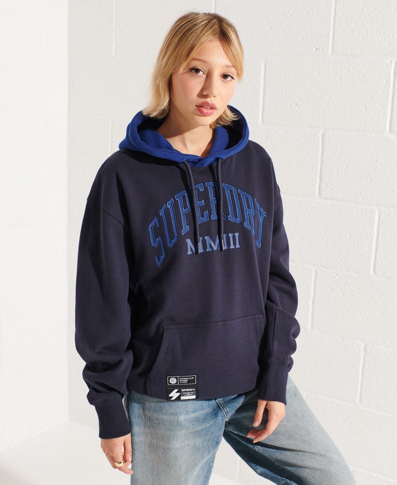 bluza z kapturem varsity arch oversized w kolorze gŁĘbokiego granatu