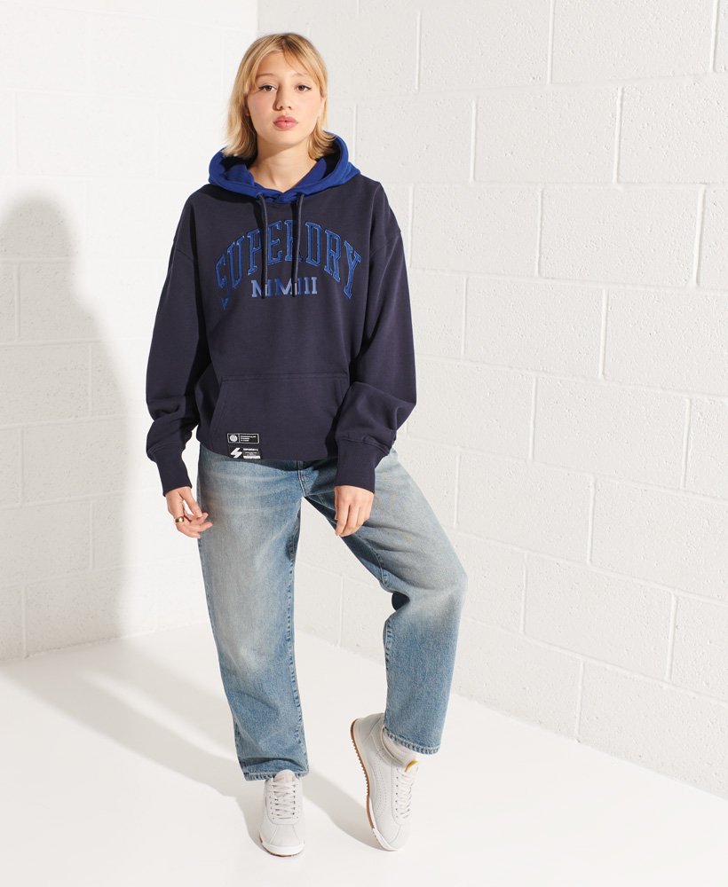 bluza z kapturem varsity arch oversized w kolorze gŁĘbokiego granatu