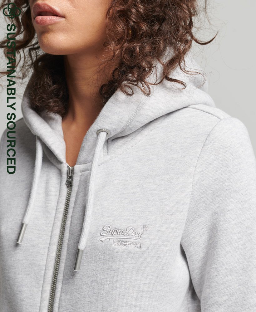 bluza z kapturem i haftowanym logo vintage z bawełny organicznej w kolorze lodowcowej szarości melanżowej
