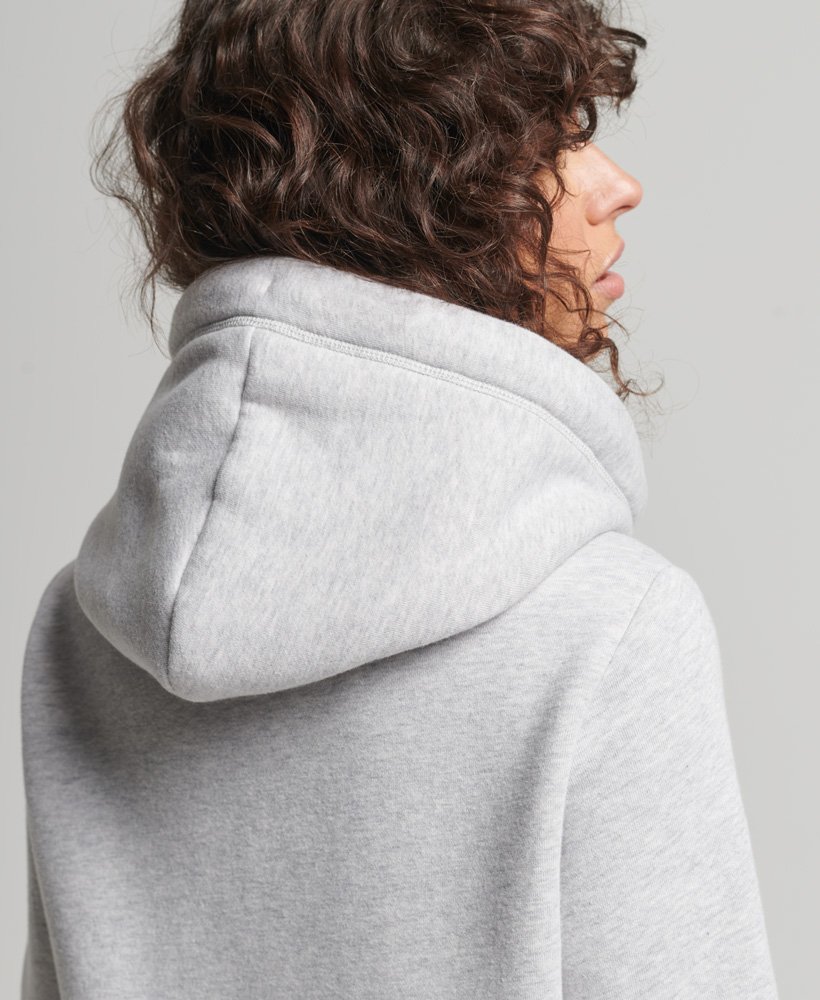 bluza z kapturem i haftowanym logo vintage z bawełny organicznej w kolorze lodowcowej szarości melanżowej