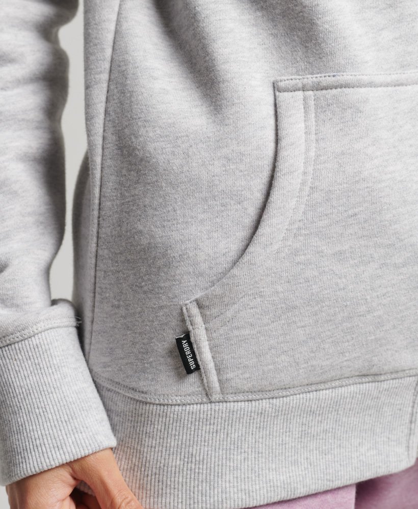 bluza z kapturem i haftowanym logo vintage z bawełny organicznej w kolorze lodowcowej szarości melanżowej